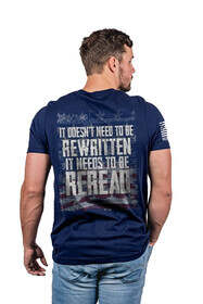 Nine Line ReRead Not ReWritten Short Sleeve T-Shirt in Navy with graphic on back